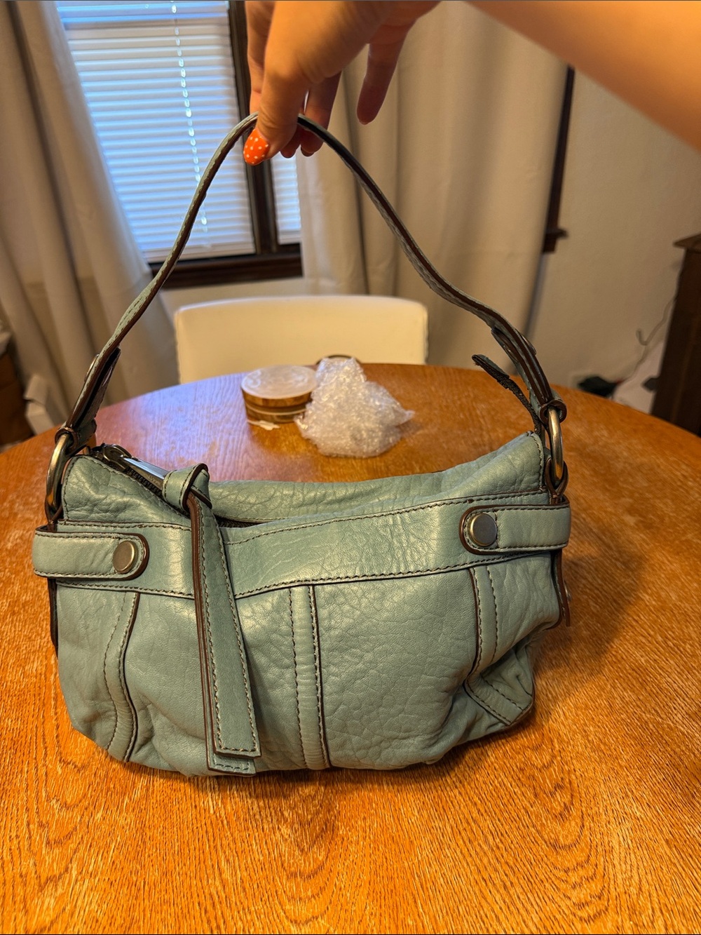 Fossil Pebbled Leather Shoulder Bag in Sage